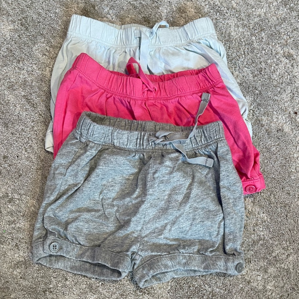 GAP Kids' Shorts Trio in Gray, Pink, and Light Blue